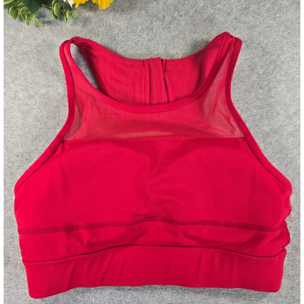 Zyia Active Sports Bra Womens Medium Red Mesh Back Zip One More Rep High Neck